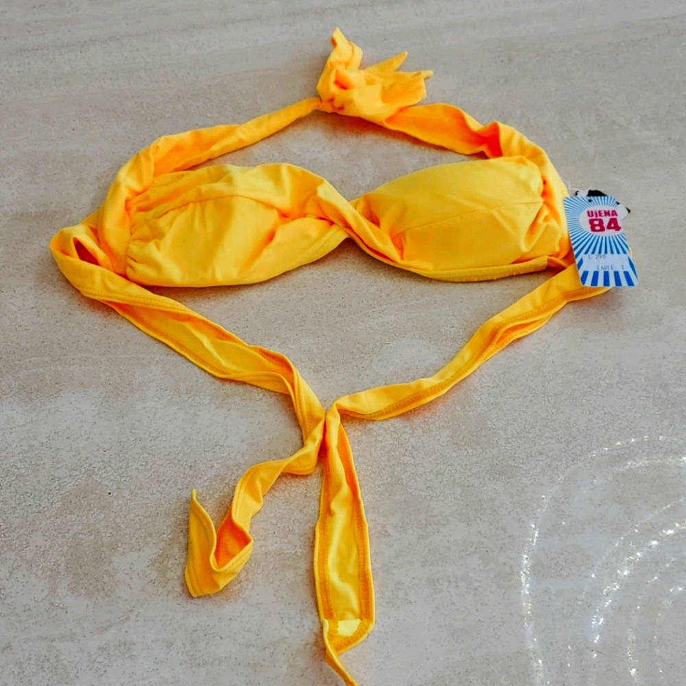 Bright Yellow Halter Bikini Top NWT